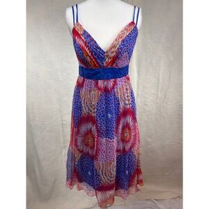 Oleg Cassini OC by OC Festival Y2K Whimsigoth Boho Chic Dopamine Silk Dress 8